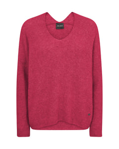 MOS MOSH - Thora V-Neck Knit, Pink Peacock