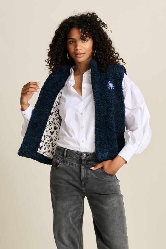 POM AMSTERDAM - Teddy Love Gilet, Navy